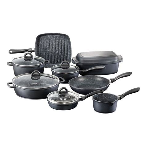 Baccarat Stone 10 Piece Cast Aluminium Cookware Set with Egg .